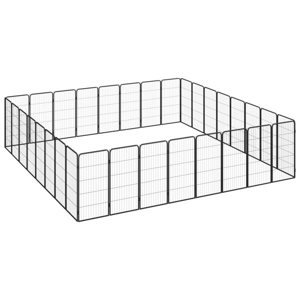 Kojec dla psa, 32 paneli, czarny, 50x100 cm, stal zdjęcie 3