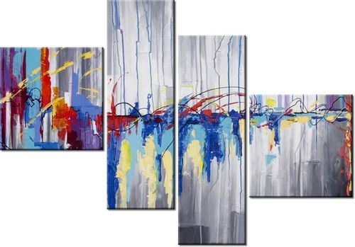 100 70CM OBRAZ 4 ELEM ABSTRAKCYJNY WODOSPAD DRUK PŁÓTNO RAMA na Arena.pl