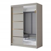 SZAFA PRZESUWNA Lungo III 120cm z lustrem GARDEROBA - złote dodatki