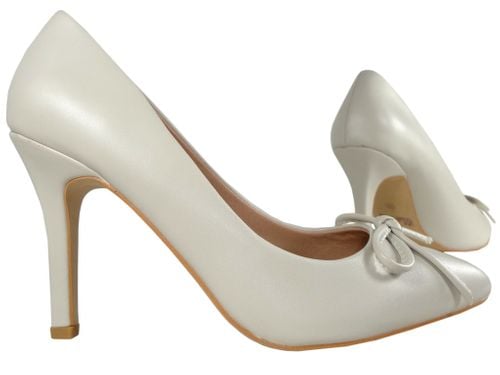 Szpilki czółenka beżowe jasne z kokardą 39 na Arena.pl