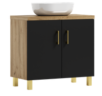Szafka łazienkowa ROCO 50 czarny/dąb craft złoty z umywalką Blanco (W5)