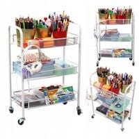 Metalowy wózek wielofunkcyjny 3-poziomowy z kółkami biały regał szafka