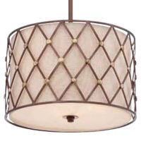 LAMPA wisząca QZ-BROWN-LATTICE-P-M Elstead QUOIZEL abażurowa OPRAWA okrągły ZWIS kratka beżowa mosiądz
