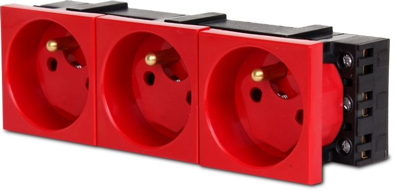 Gniazdo 3M elektryczne potrójne + blokada zdjęcie 1