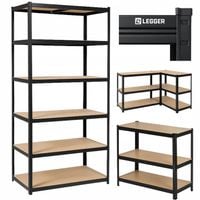 REGAŁ MAGAZYNOWY METALOWY 222x90x40 CM - CZARNY - UDŹWIG 1050 KG -