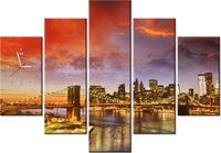 105CM 150CM ZEGAR 5 ELEM NOWOJORSKI KRAJOBRAZ DRUK OBRAZ