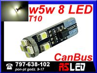 żarówka LED T10 8 Premium SMD LED w5w biała CIEPŁA12v canbus