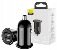 Baseusz Mini Ładowarka Samochodowa, Szybka 2xUSB, Kompaktowa