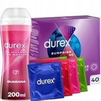 DUREX Surprise PREZERWATYWY mix 40 szt i ŻEL INTYMNY Guarana 2w1 Seks