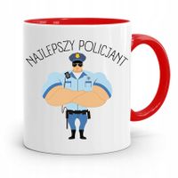 Kubek Czerwony Prezent Dla Najlepszego Policjanta Z Nadrukiem Ze Zdjęciem