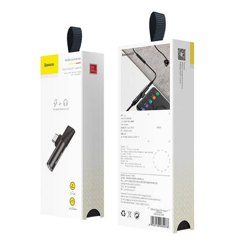 adapter audio baseus usb-c do mini jack 3.5mm + usb-c (czarny) na Arena.pl