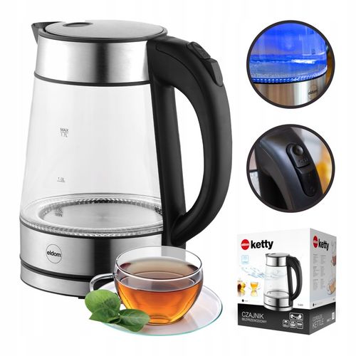 CZAJNIK ELEKTRYCZNY SZKLANY MOCNY 2200W PODŚWIETLANY BEZPRZEWODOWY 1,7 L. na Arena.pl