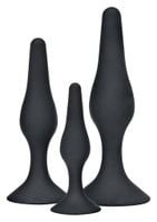 zestaw silikonowych korków analnych toyjoy curvy companions czarny 3 szt