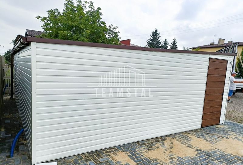 GARAŻ BLASZANY 6m x 6m poziom spad tył 2x Brama drzwi TS252 zdjęcie 2