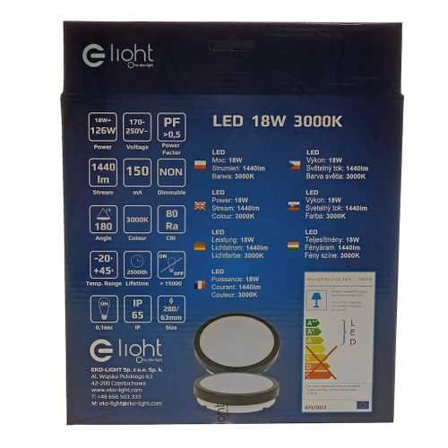 Plafon LED 18W 3000K CZARNY IP65 na Arena.pl