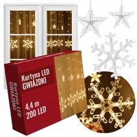 Lampki Świąteczne KURTYNA ŚWIETLNA LED GWIAZDKI CHOINKOWE Girlanda CIEPŁE