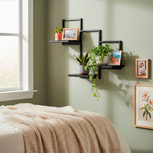 Półka ścienna, potrójna uniwersalna 57,5x21x50 cm wisząca, czarna na Arena.pl