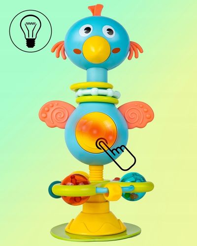 GRZECHOTKA PTAK ZABAWKA SENSORYCZNA WESOŁY PTASZEK Z PRZYSSAWKĄ NA BATERIE na Arena.pl