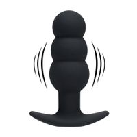 Tri Bulb Vibrating Silicone Anal Plug - Black