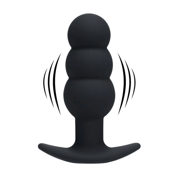 Tri Bulb Vibrating Silicone Anal Plug - Black zdjęcie 1