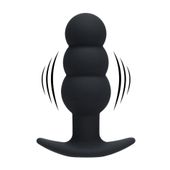 Tri Bulb Vibrating Silicone Anal Plug - Black