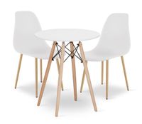 Stół kuchenny biały okrągły 60 cm + 2 krzesła białe drewniane jadalnia