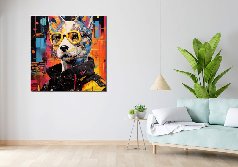 Obraz 100x100cm Kot w Miejskim Stylu zdjęcie 2