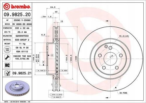 TARCZA HAM PRZOD 330X32 V BREMBO na Arena.pl