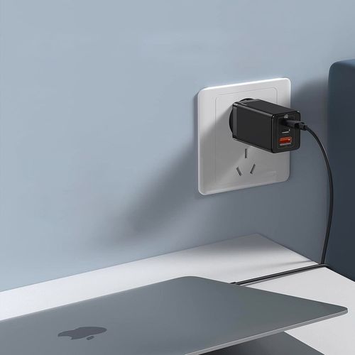 BASEUS SZYBKA ŁADOWARKA SIECIOWA USB 2x USB-C MOCNY ZASILACZ 65W PD QC GaN5 na Arena.pl