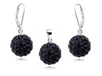 WISZĄCY KOMPLET SWAROVSKI CZARNE KULKI KULE 12MM