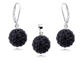 WISZĄCY KOMPLET SWAROVSKI CZARNE KULKI KULE 12MM