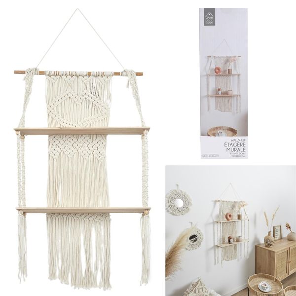 Półka Boho duża macrama beżowa zdjęcie 5