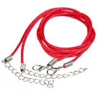 BAZA do naszyjnika sznurek woskowany z karabińczykiem 45cm czerwony 2szt.