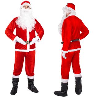 Strój św. Mikołaja welurowy kostium 9 elementów delux