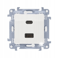SIMON 10 Gniazdo Ładowarka 2xUSB C+A 3.1 A QUICK CHARGE, 5V DC BIAŁY