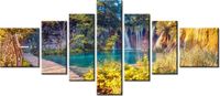 70CM 160CM ZEGAR 7 ELEME JEZIORO PLITVICE JESIENIĄ DRUK OBRAZ
