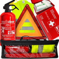 GAŚNICA 1KG SAMOCHODOWA APTECZKA TRÓJĄT OSTRZEGAWCZY KAMIZELKA TORBA