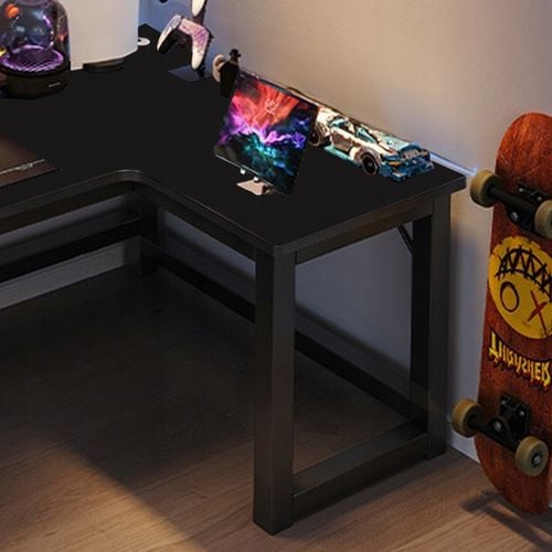 BIURKO NAROŻNE GAMINGOWE KOMPUTEROWE DUŻE NOWOCZESNE CZARNE 140 CM na Arena.pl