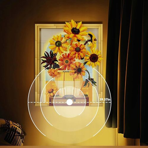 KLOCKI CREATIVE OBRAZ SŁONECZNIKI VAN GOGH PUZLE 3D ZESTAW 1166EL. Z LED na Arena.pl
