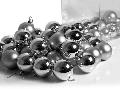 BOMBKI CHOINKOWE 6cm 54 SZT BOMBKA ZESTAW SREBRNE na Arena.pl