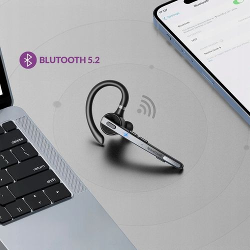 SŁUCHAWKA BLUETOOTH 5.2 QCC3020 BEZPRZEWODOWY ZESTAW SŁUCHAWKOWY 15H ROZMÓW na Arena.pl