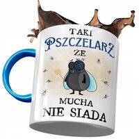 Kubek Błękitny Dla Pszczelarza Że Mucha Nie Siada Z Nadrukiem Ze Zdjęciem