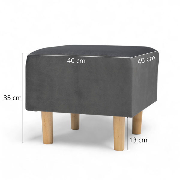 Ciemny szary Fotel Uszak + Podnóżek + Poduszka GRATIS