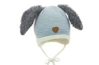 Pupill LUCIO czapka dla chłopca futerkowe uszka niebieska 40-42
