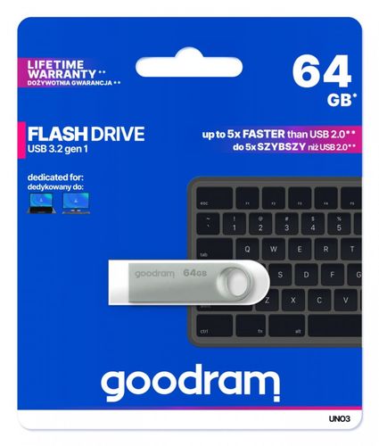 GOODRAM FLASHDRIVE 64GB UNO3 SILVER USB 3.2 Gen 1 na Arena.pl