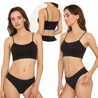 Gatta bezszwowy Top cienkie ramiączka, czarny, S