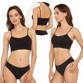 Gatta bezszwowy Top cienkie ramiączka, czarny, S