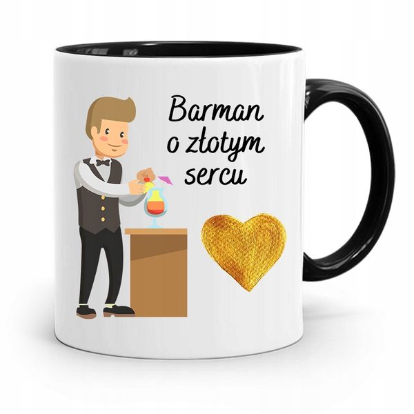 Kubek Prezent Dla Barmana Barman O Złotym Sercu Z Nadrukiem Ze Zdjęciem zdjęcie 1