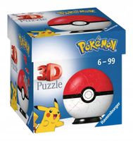 RAVENSBURGER PUZZLE 3D KULA POKEMON POKEBALL CZERWONY 54 EL. 6+