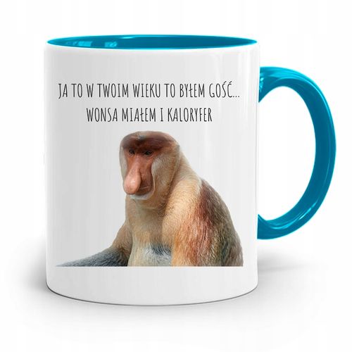 Kubek Błękitny Nosacz Janusz Ja To Byłem Gość Z Nadrukiem Ze Zdjęciem na Arena.pl